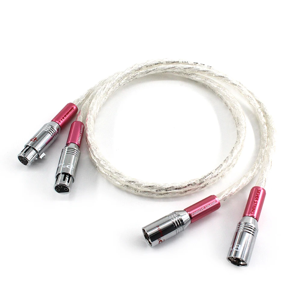 

Pair 6N Silver Audio Video cable 1.5M XLR Cable Signature OFC Silver-Plated XLR Red Female Plug AES/EBU Digital Audio Cable