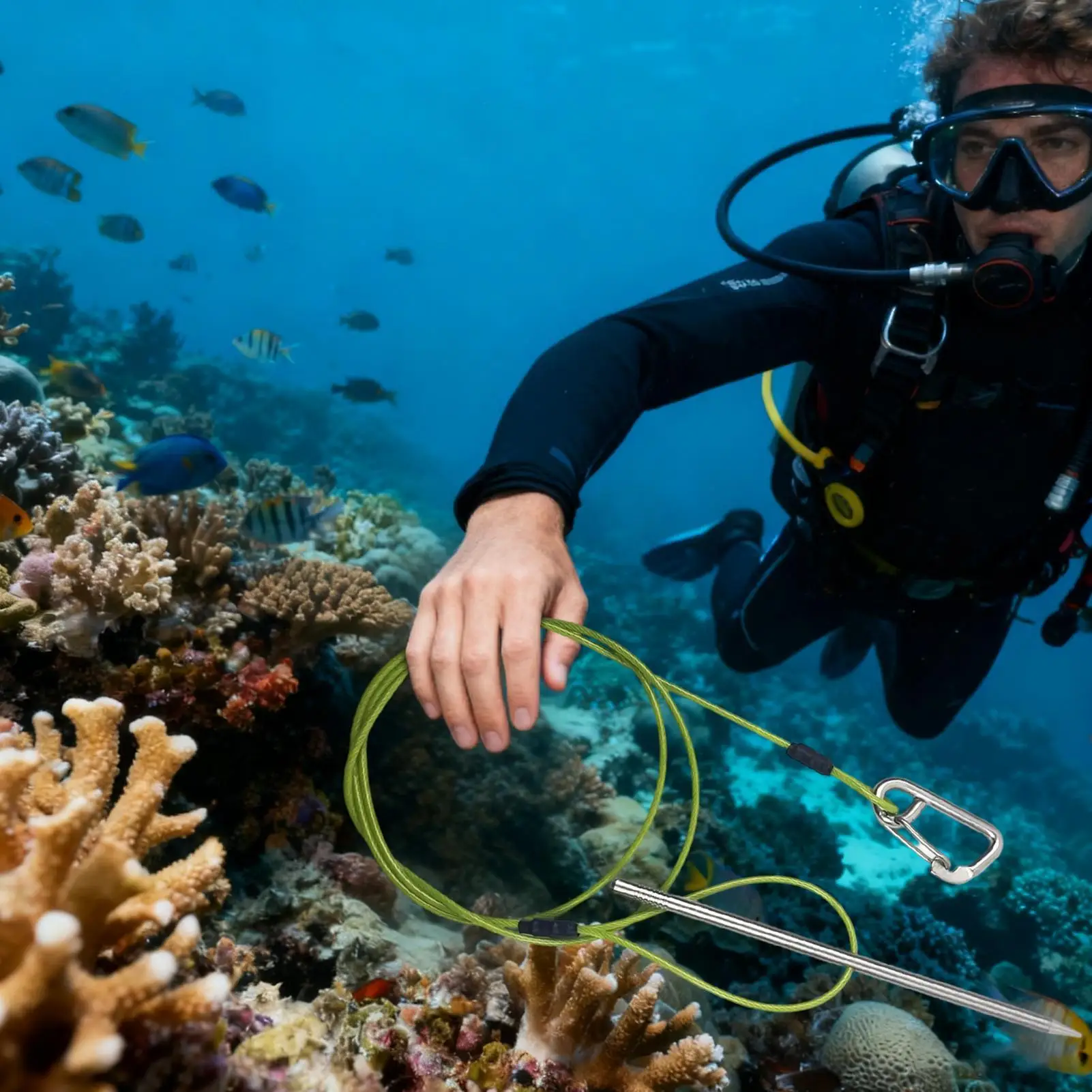 الثقيلة كليب حبل الفولاذ المقاوم للصدأ الصيد سترينجر مع حلقة تسلق كاياك الصيد سترينجر للغوص التجديف بحيرة بركة شاطئ البحر #6