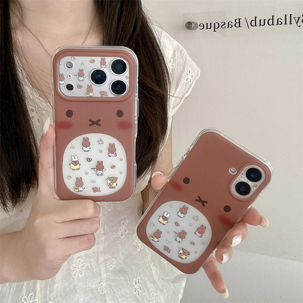 Fashion Korea Ins Cute brown miffy Phone Case for iPhone 18 17 16 15 Pro Max Chef Shockproof Cover 18 pro Cases Funda