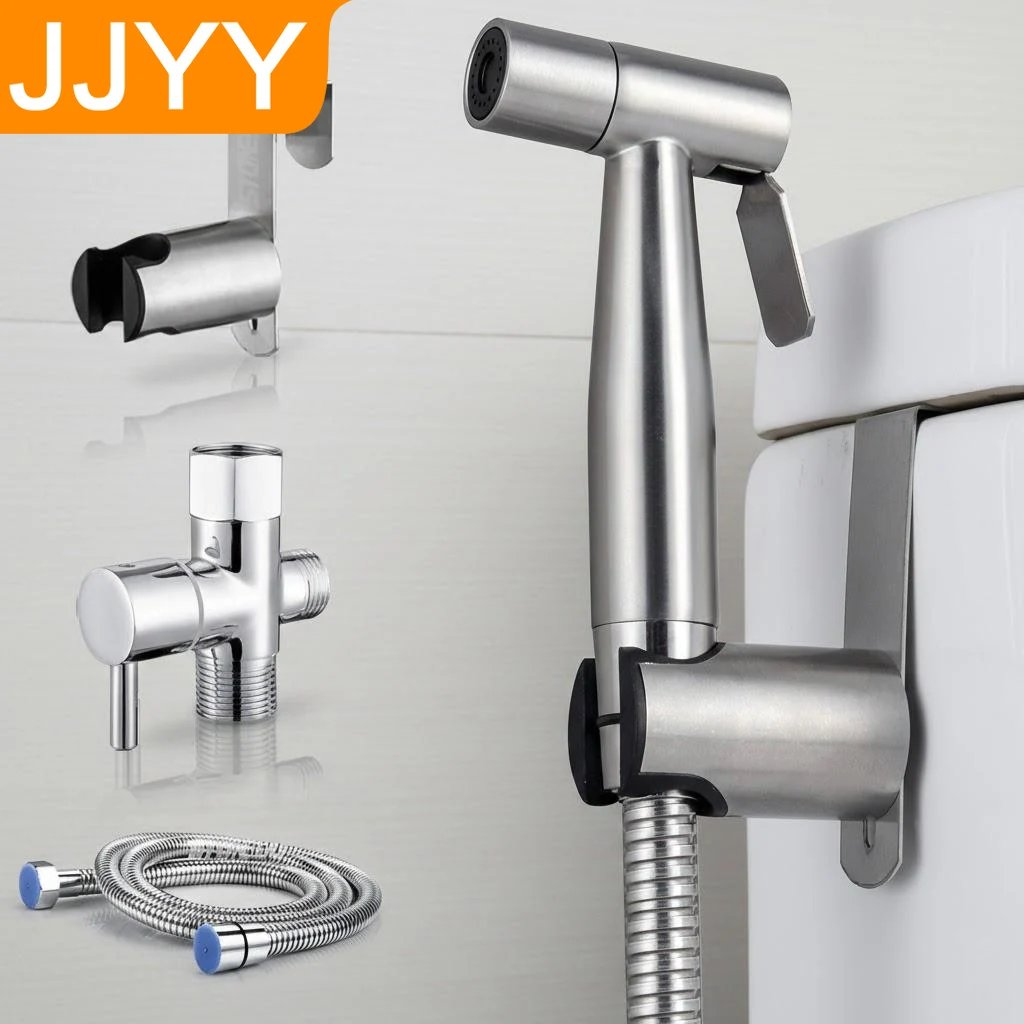 

Bathroom Handheld Bidet Sprayer Kit 4 Pieces Stainless Steel Easy Install Faucet Cloth Diaper Sprayer
