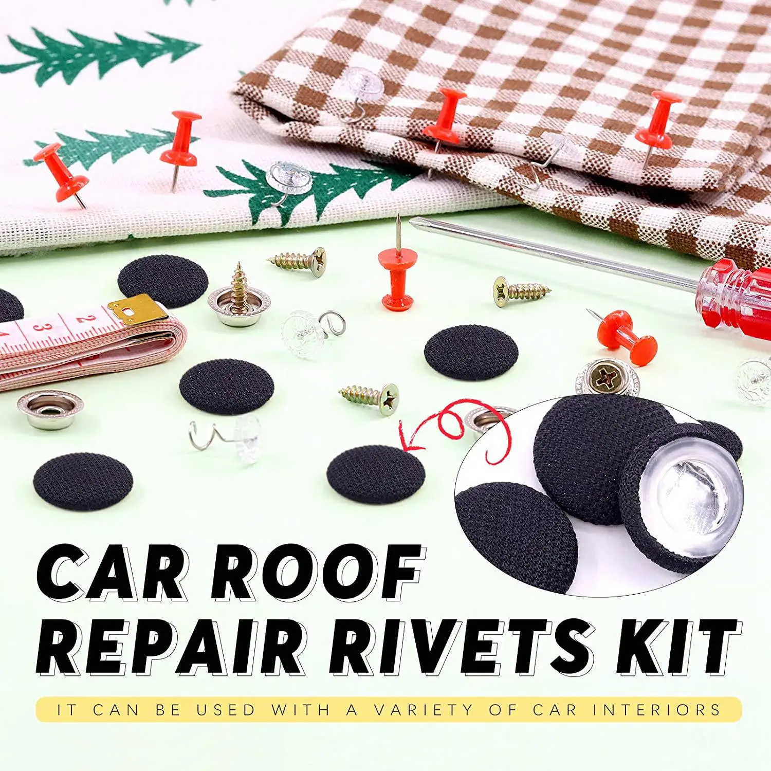 272Pcs Car Roof Repair Rivet Kit Car Roof Buckle Retainer with Torsion Pin and Installation Tool Kit Gray