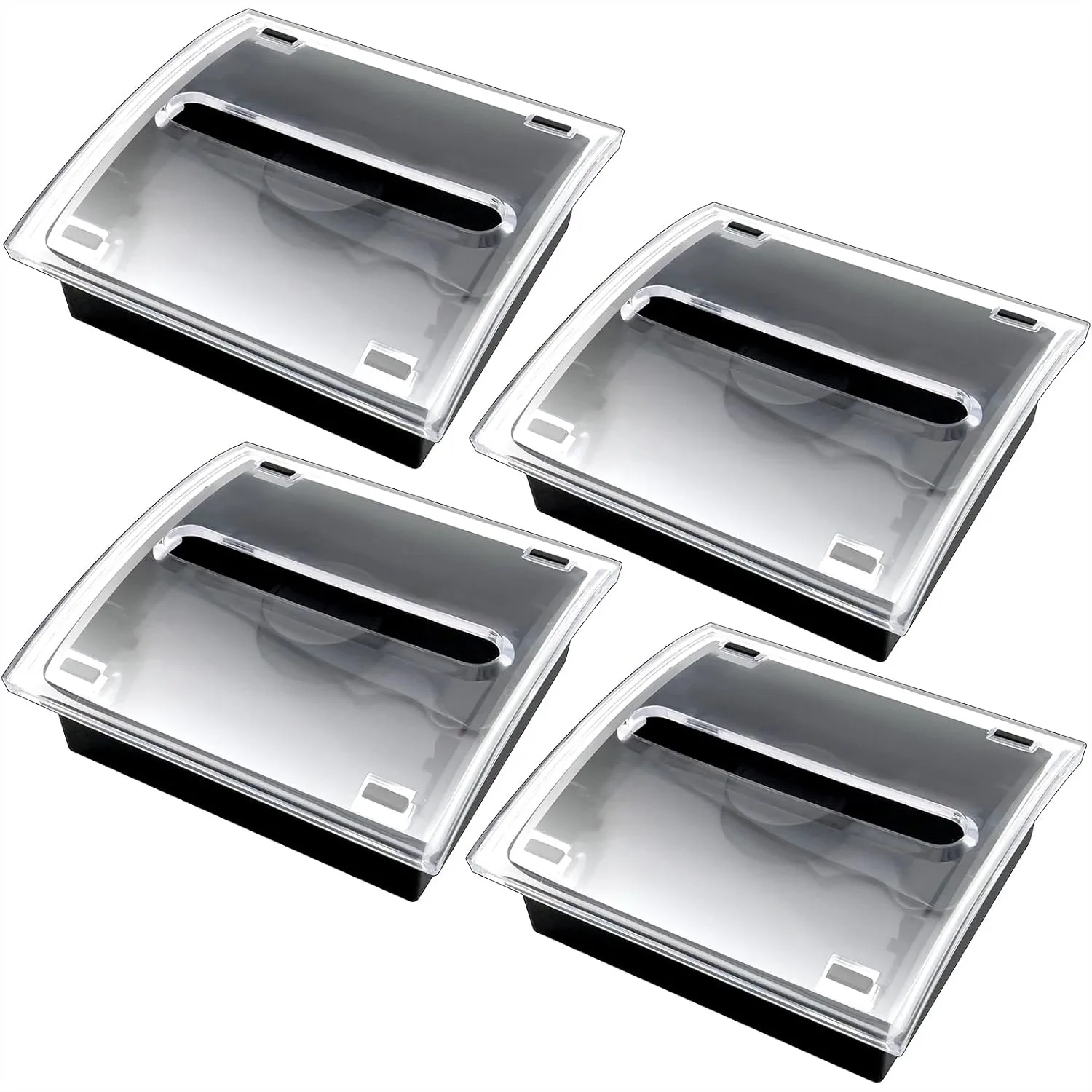 

Держатель для стикеров Pop Up Sticky Note Dispenser Holder для заметок размером 3x3 дюйма, прозрачный верх, черная основа, набор из 4 штук для школы, офиса, дома.