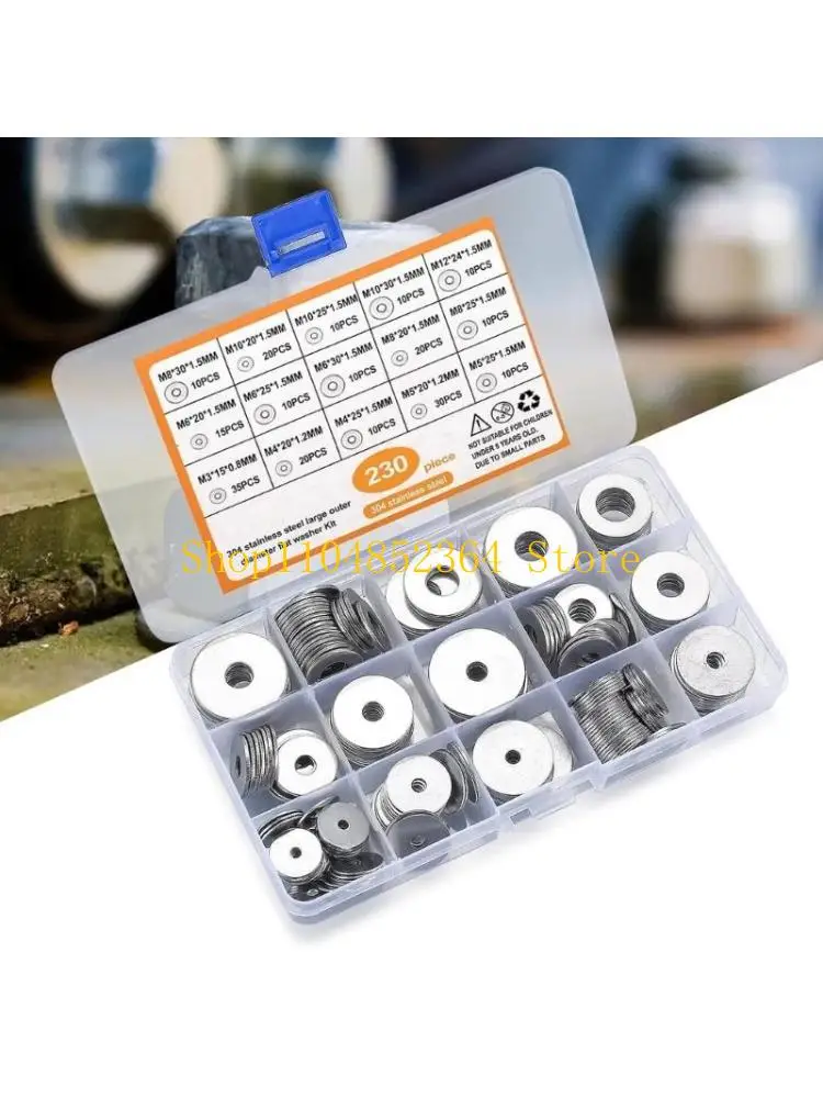 652F Assorted Flat Washers Set 230Piece for Various Applications Washers
