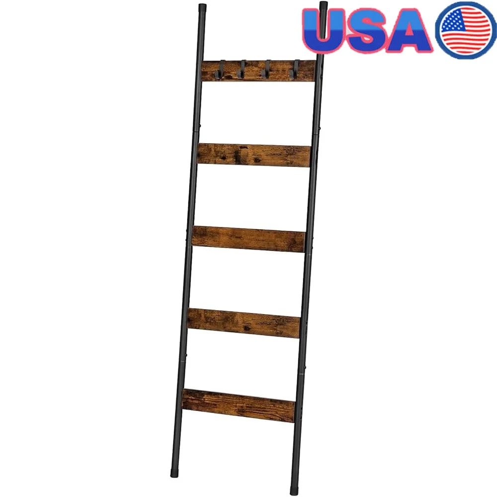 

5-уровневая вешалка для полотенец с крючками, настенная полка для демонстрации одеял, ванная комната, гостиная, спальня, решение для хранения