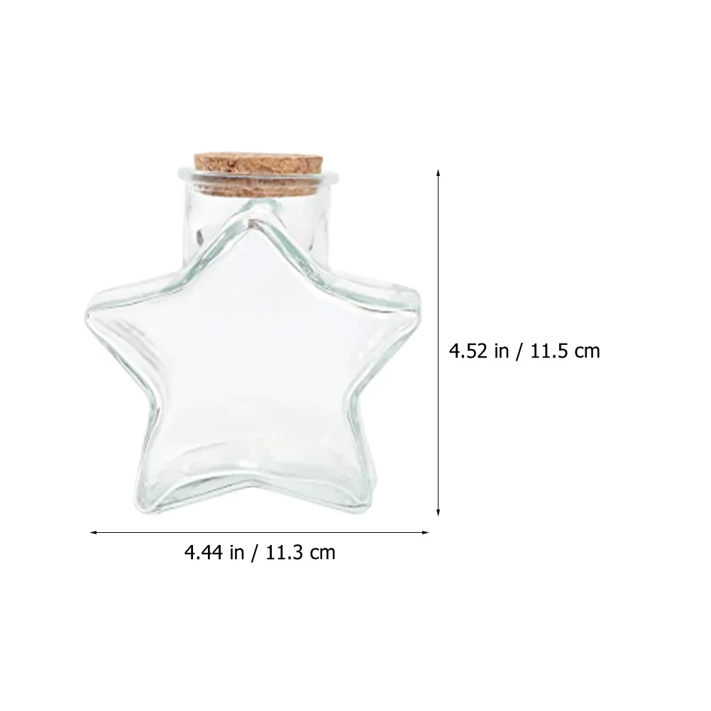 

2Pcs Transparent Wishing Bottles Star Shape Glass Jars for Craft Storage Decor Corked Drift Bottle Multipurpose DIY Ornament