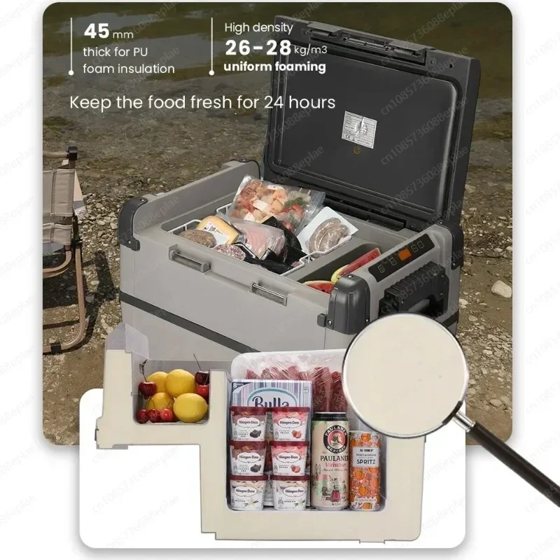 

Автомобильный холодильник с компрессором, мини-морозильная камера, аккумулятор 12 В, 24 В, двухзонный, 220 В, холодильники, портативный холодильник переменного тока