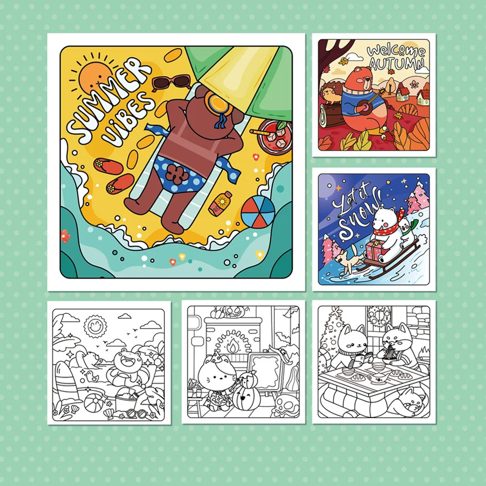 Bview Art Sweet Seasons Coloring Book - 40 Pages Art Therapy for Adults & Kids