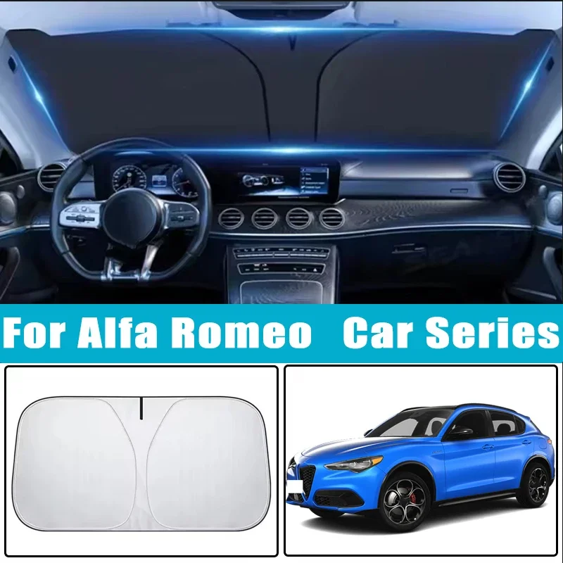 

For Alfa Romeo Giulia Stelvio 4C Giulietta Tonale 156 159 166 Car Sun Visor Windshield Sunshade Heat Insulation Auto Accessories
