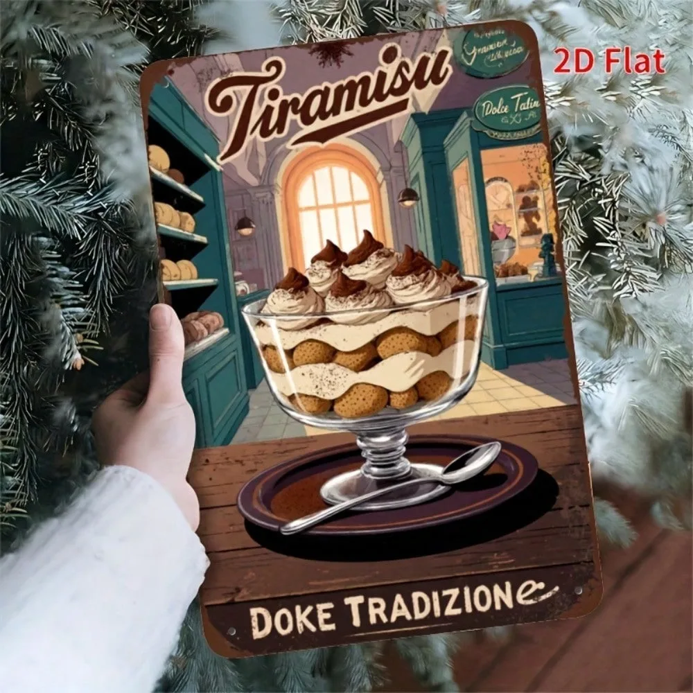Vintage Blechschild Tiramisu Wanddekoration 20x30 cm Retro Metallschild für Café Küche Bar