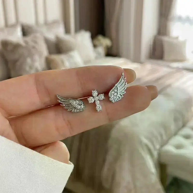 Luxury Lifestyle Jewelry - 천사 날개 십자가 귀걸이 여성용 럭셔리