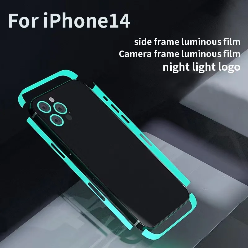 Colorful Luminous Frame Decal Skin Compatible For iPhone 14 13 12 Pro Max Glow in the Dark Side Film Screen Protector