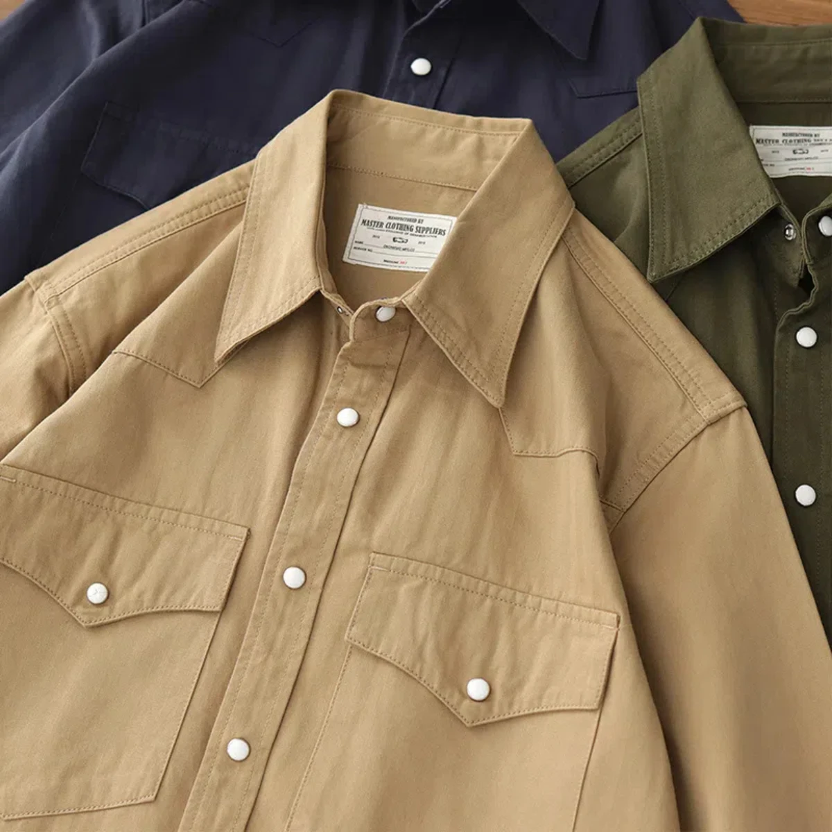 

Cargo shirt men long sleeve May Khaki American vintage fit tough guy Spring and autumn with a casual shirt jacket