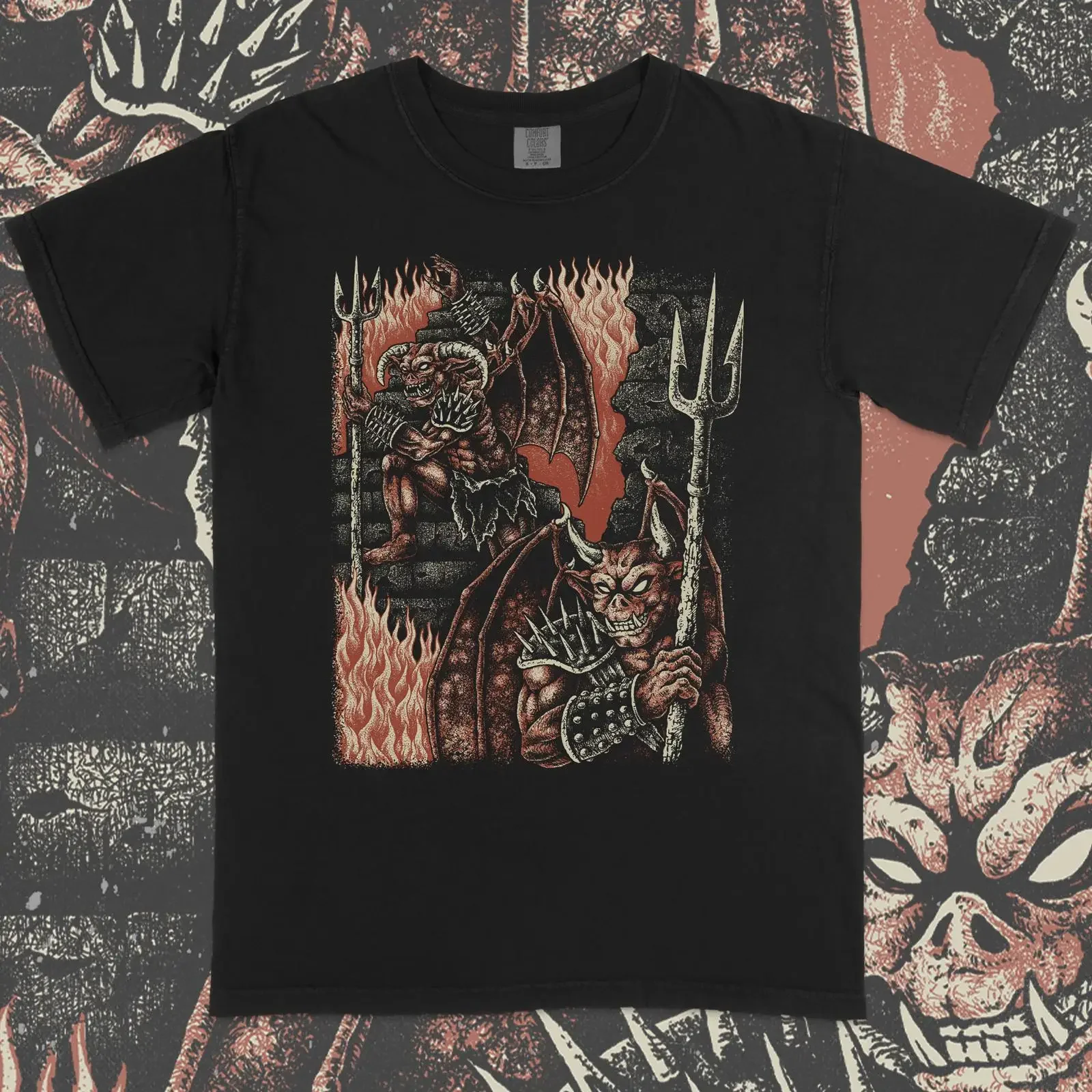 Gargoyle T Shirt vintage Washed Stretched streetwear Slightly Comfortable designer clothes Casual Versatile Unisex Breathable