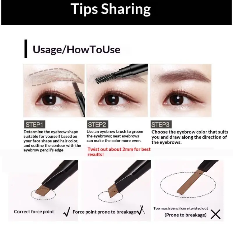 [1Pcs Doppel Kopf Eyeliner Augenbrauen Stift Mit Pinsel Wasserdicht Langlebige Liegen Seidenraupe Untere Färben Augenbraue Stift Mehrzweck