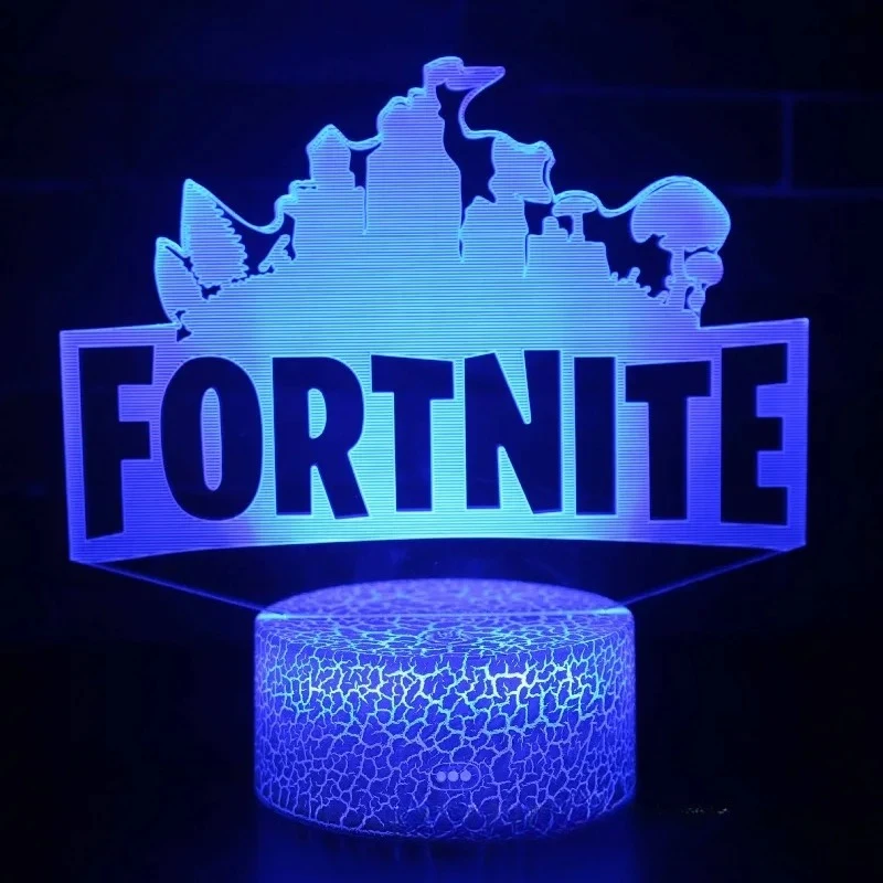 Lámpara Nocturna LED 3D con Patrón de Dibujos Animados de Fortnite, Control Remoto Táctil con Arcoíris, Lámpara de Escritorio Creativa, Mercancía del Juego, Pequeño Regalo