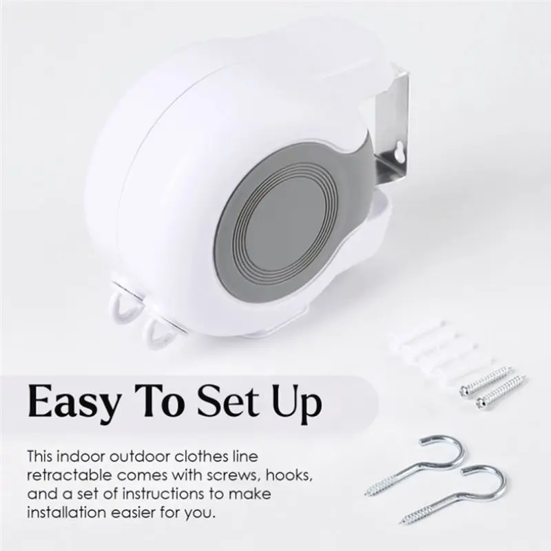ABKW-Double Retractable Clothesline Kit Clothesline Indoor And Outdoor Laundry Line Double Clothesline Set 2X60inch, 1 PCS