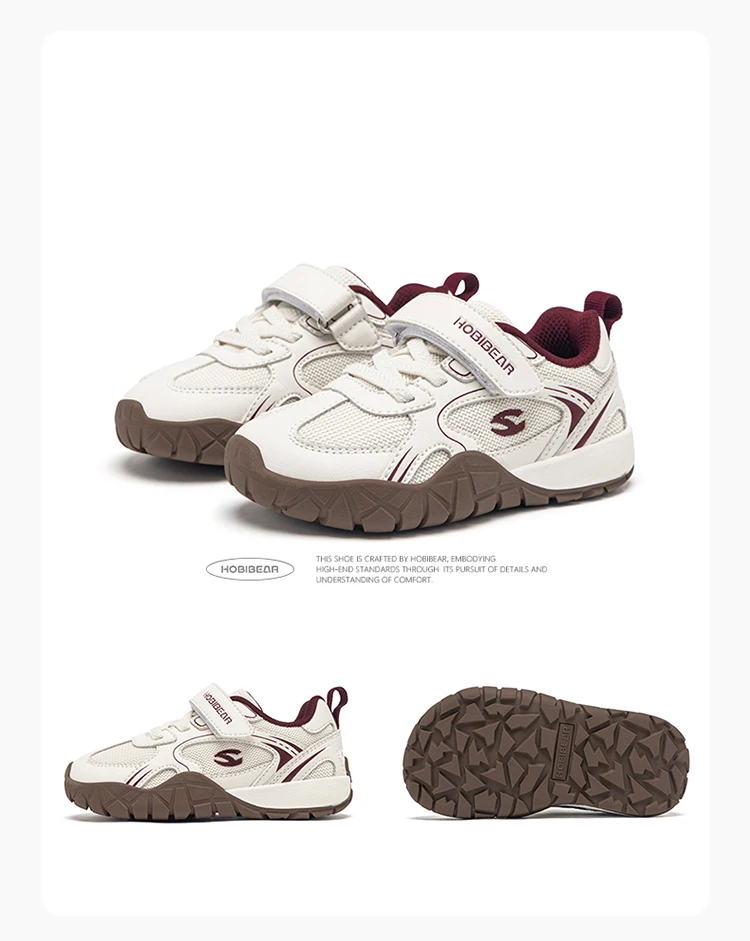 HOBIBEAR Kinder-Sneaker mit breiter Zehenbox, Klettverschluss, rutschfeste Wanderschuhe, Kunstleder-Mesh, Outdoor-Sneaker für Kleinkinder – Detail 14