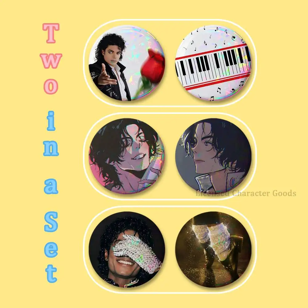 M-Michael Dance King J-Jackson MJ 32mm 58mm 75mm 44mm 25mm Anime Badges Brooches DIY Pins Decorations Birthday Gifts 2-piece set