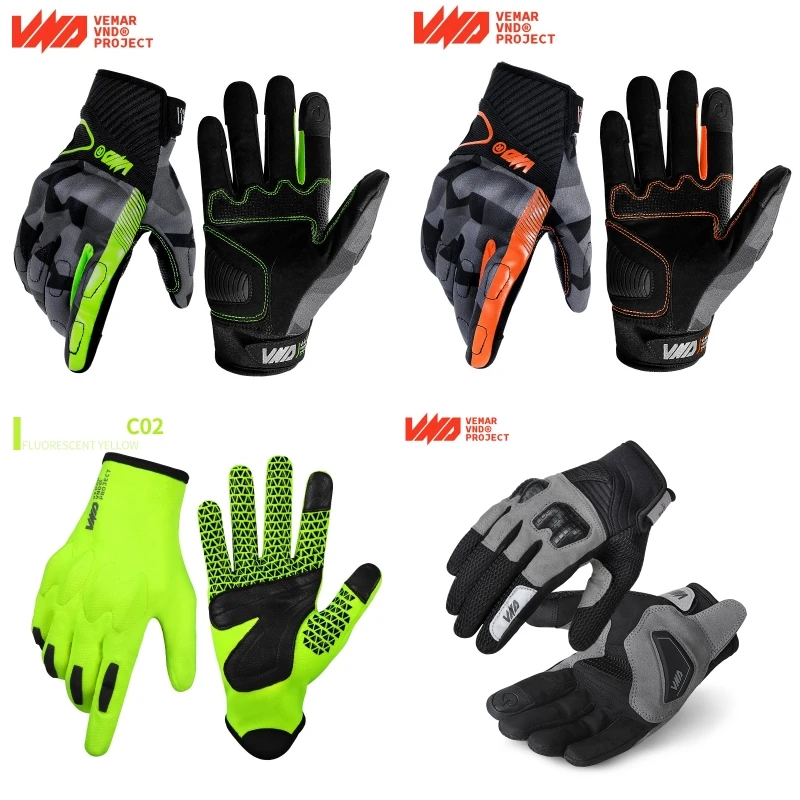 

VND Summer Motorcycle Gloves Breathable Sports MTB Cycling Gloves Touch Screen Full Finger Motcrosss Racing Gloves Men Guantes