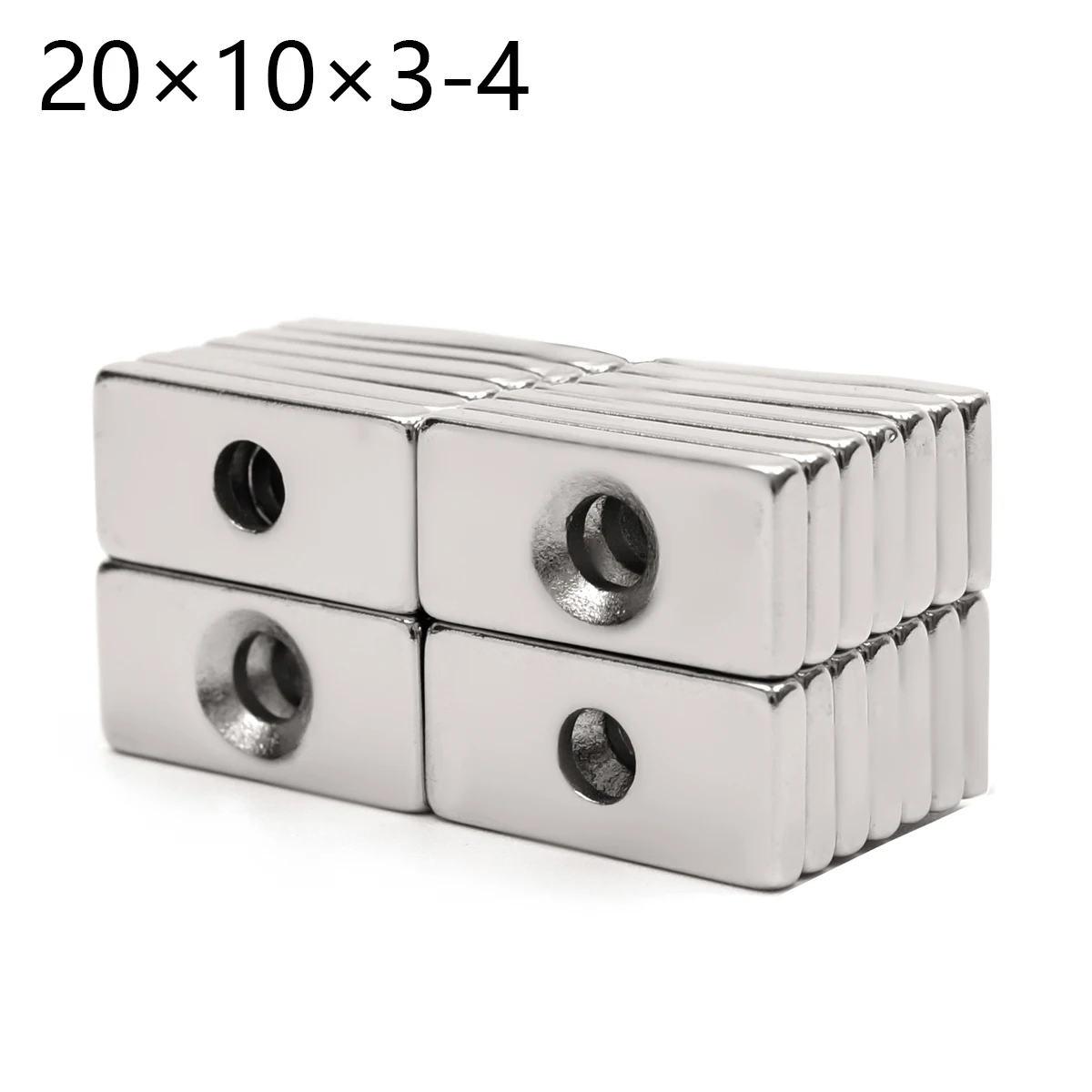 ZOOFOXS 5/10/20/30/50Pcs 20x10x3mm 4mm Hole Block Powerful Countersunk Neodymium Magnet Rare Earth Permanet Magnets 20*10*3-4