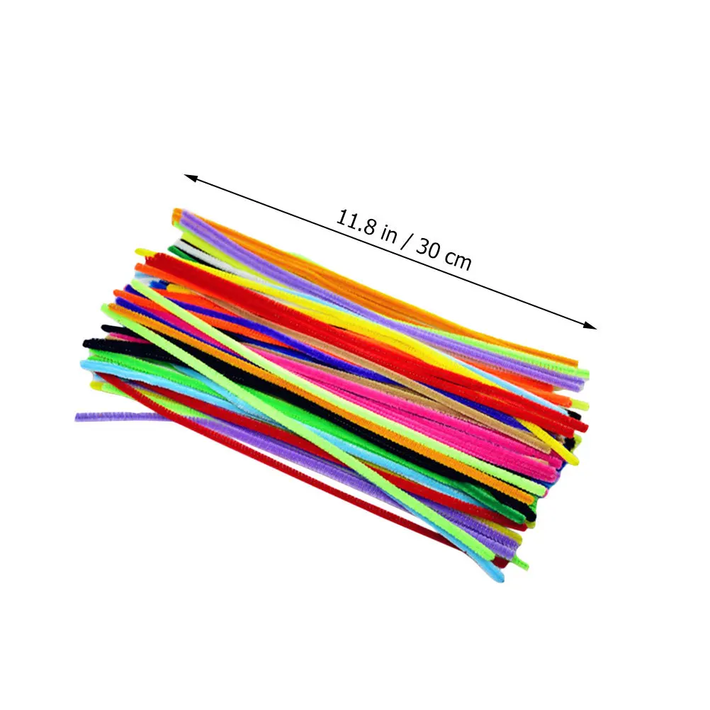 300 Stück farbige Chenille-Stiele, Bastelbedarf, biegsame Stäbchen für Bastelarbeiten, Regenbogenreiniger, große Bastelmaterialien