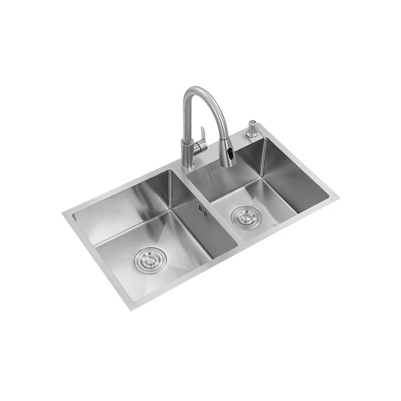 

Stainless steel sink, handcrafted, thickened, under-counter basin, double sink