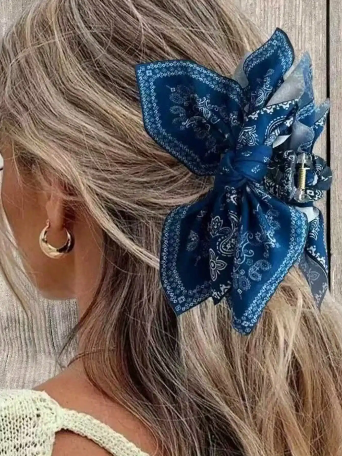 

1pc Bohemian Style Cashew Flower Bow Hair Clip, Suitable For Vacation And Various Holiday Photos, Hair Claw Clip,