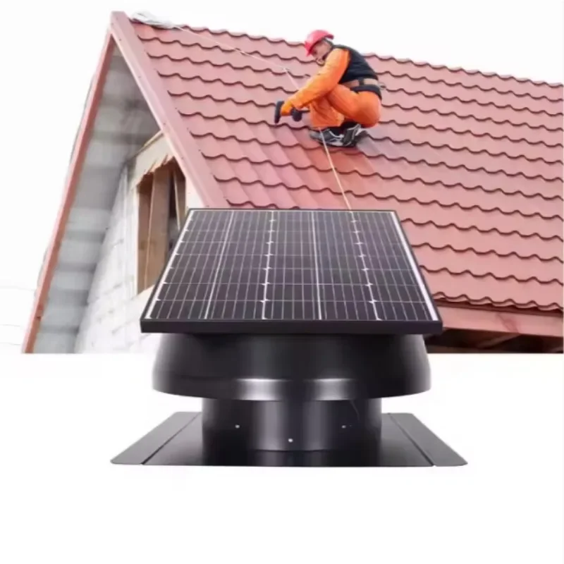 

Patented Design Heat Exhaust 14inch 60W Solar Attic Roof Ventilation Vent Fan Home Factory Use