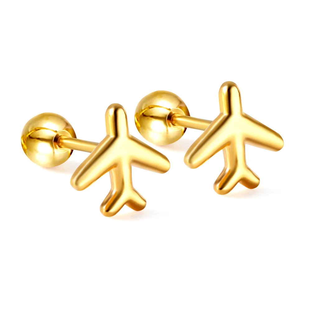 LUXUSTEEL Golden Butterfly Heart Shape Women\'s Hoop Earrings Plane Rabbit Stainless Steel Geometric Earring Party Jewelry Gifts