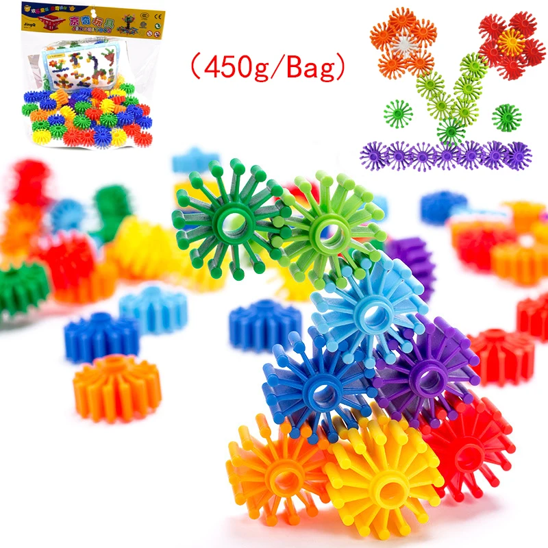 Plastic Toy Circle Gear Wheel Flower Pipe Sun Stick Animal Person Shape Puzzle Connect Game 3D Building Model Toy Boy Girl Gift