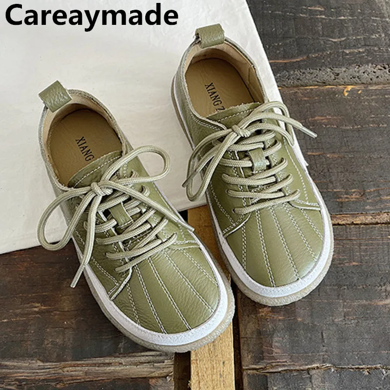 

Careaymade-Genuine Leather women's shoes soft soled small white shoes, anti slip flat cowhide Boken shoes, casual women shoes