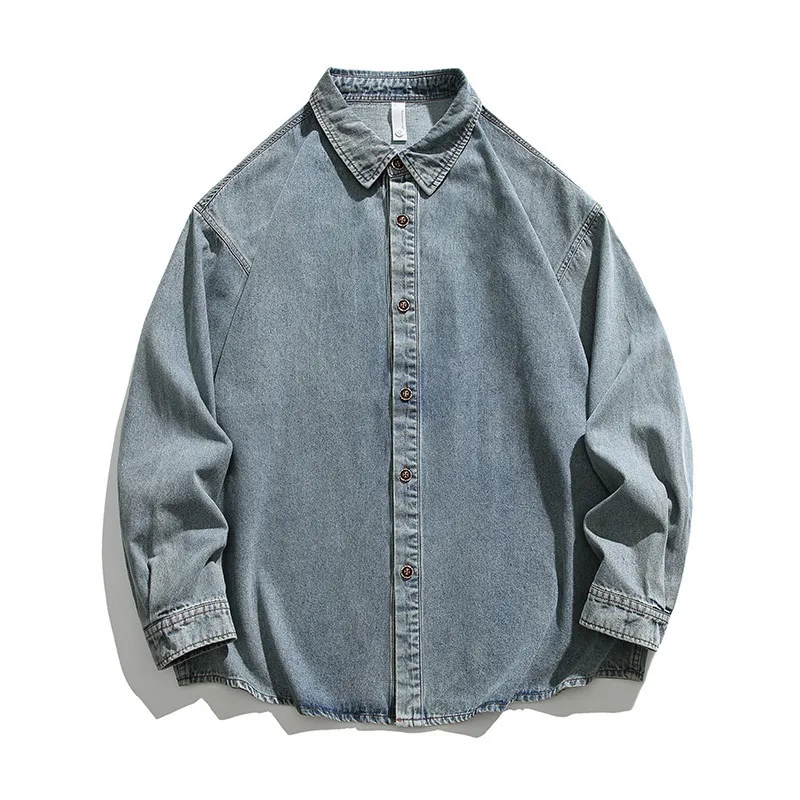 

Autumn New Long-sleeved Denim Shirt Men's Spring Autumn Casual Classic Solid Color Long Sleeved Shirt High-end Workwear Jacket