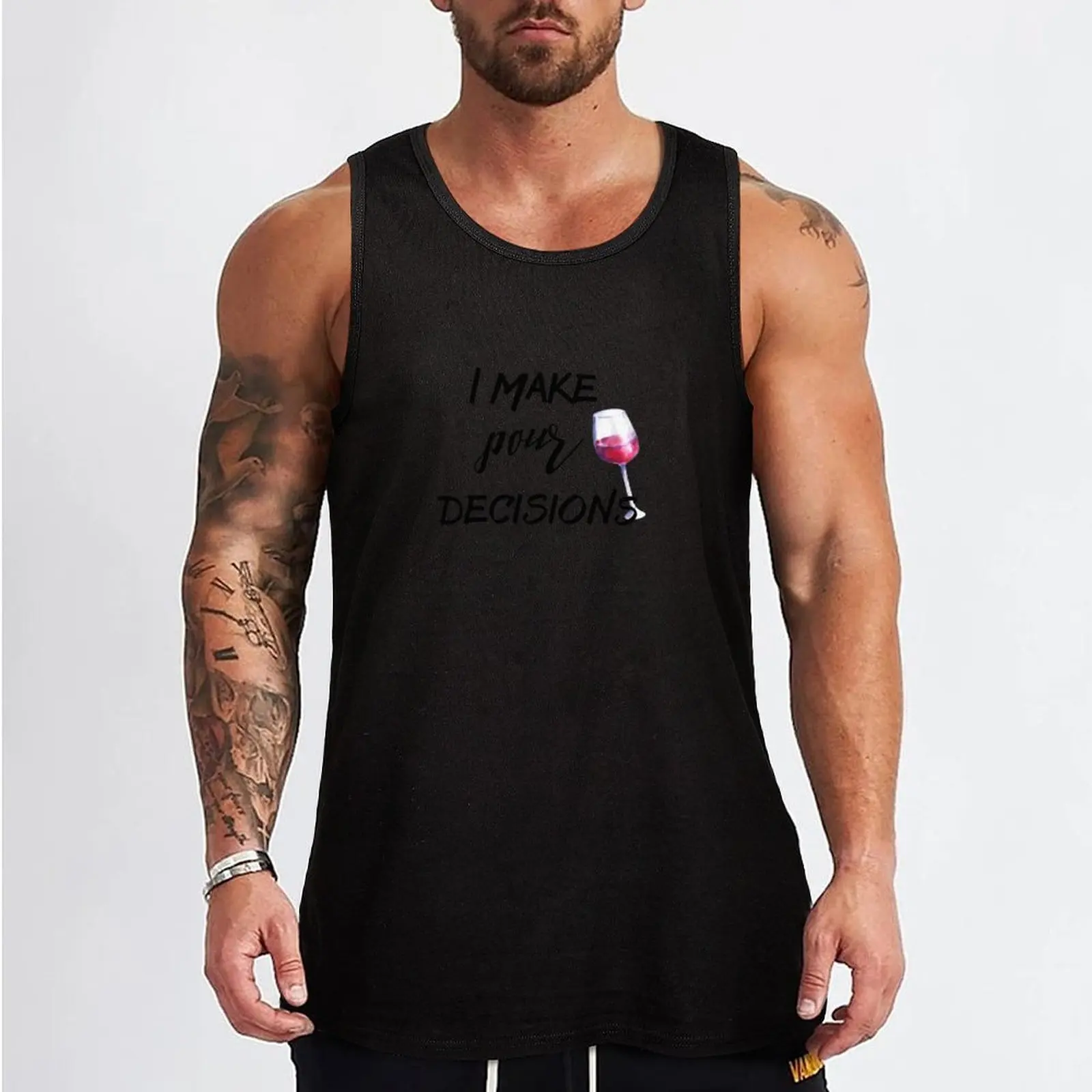 I Make Pour Decisions Funny Wine Saying Tank Top Men's gym clothing sleeveless vest men Men's singlets fashion 2024 man