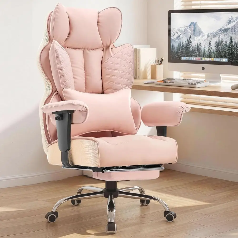 

Ergonomic High-Back Gaming Chair with Deluxe Leather, Footrest, 150° Recline and Lumbar Support