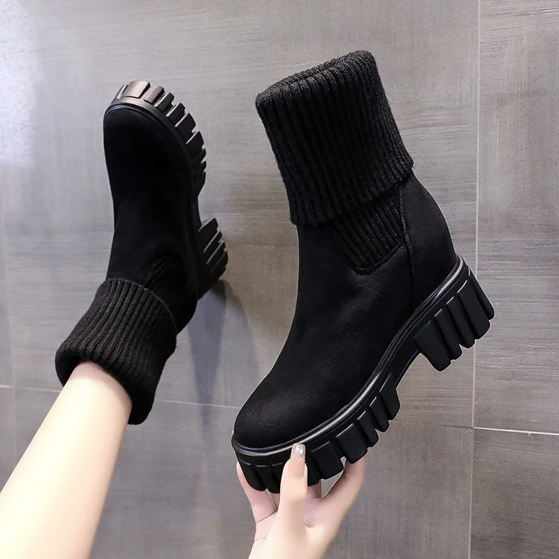 

Женские осенне-зимние сапоги на высоком каблуке 2021, женские сезонные сапоги, короткие сапоги в британском стиле на толстой подошве