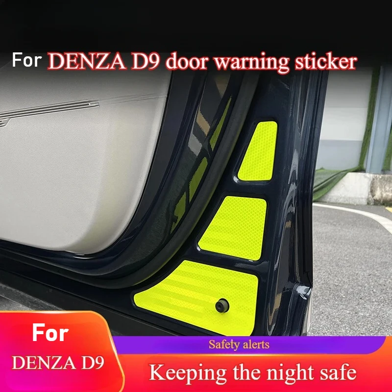 

Для DENZA D9 светоотражающие наклейки на дверь, автомобильная ночная дверь, предупреждающая полоса безопасности, предотвращающая столкновения, аксессуары