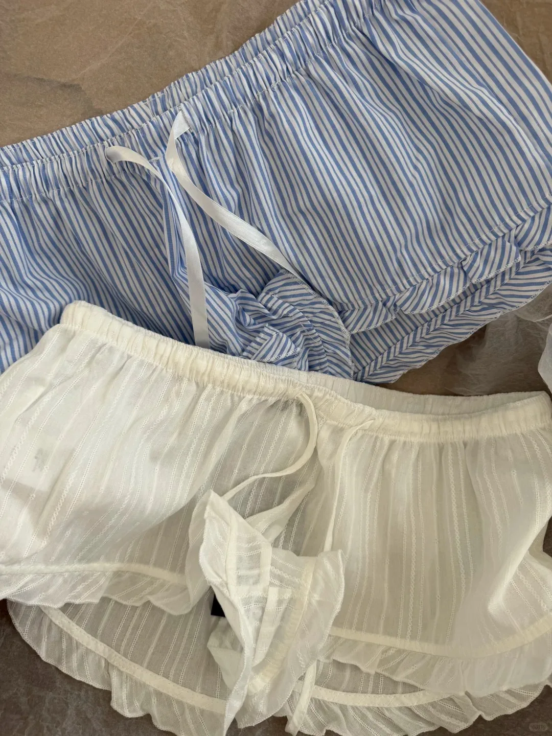 White Drawstring Short Pants Women Summer Streetwear Casual Elastic High Waist Home Underwear Vintage Chic Preppy Style Shorts