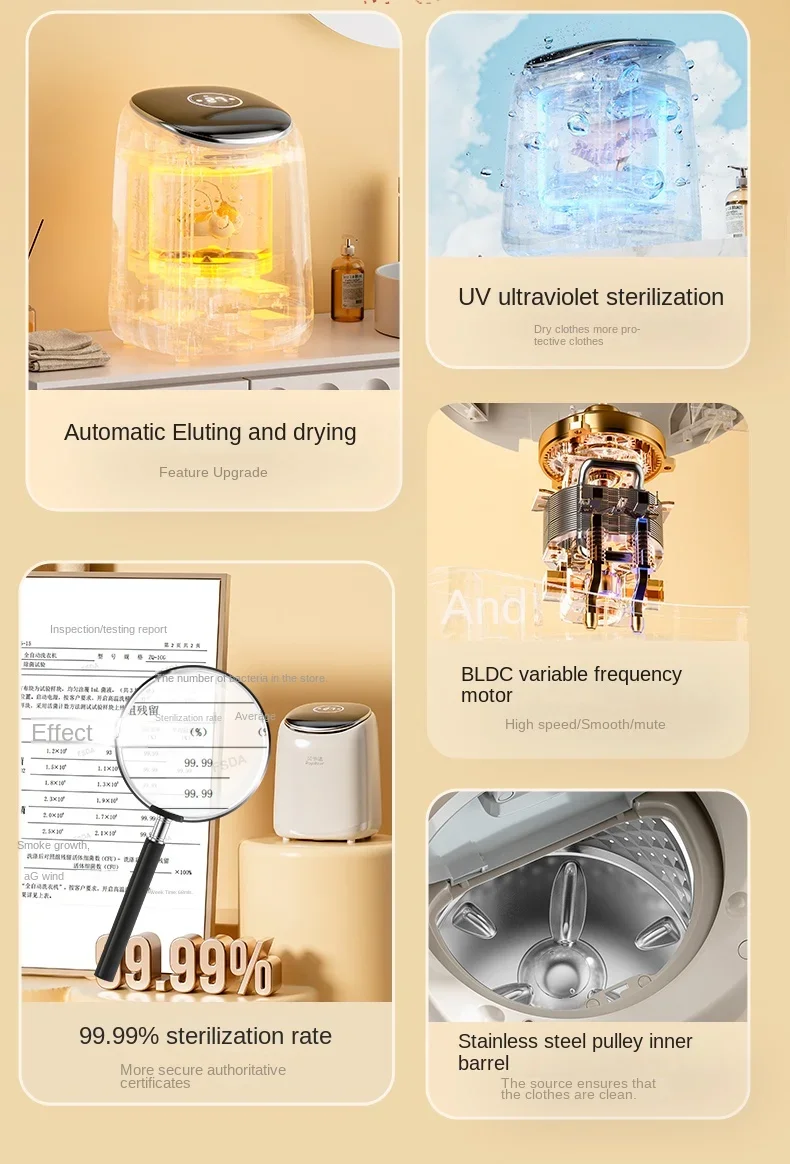 مجفف ملابس محمول مع كامل تلقائي ، غسالة ملابس داخلية صغيرة ، غسل وتجفيف بحجم صغير في واحد للجوارب ، 220 فولت