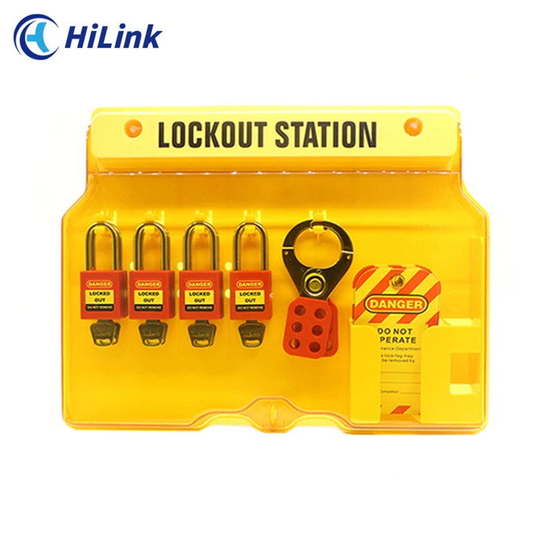 HiLink LOTO Management Group Wall Mounted Industrial Overhaul Device Yellow Durable Lockout Tagout Station Kit