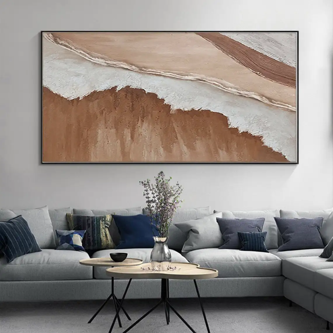 Large Abstract Earth Tone Wall Art Custom Canvas Calming Painting Wall Decor Home Decoration Wabi Sabi Home Decor Modern Artwork