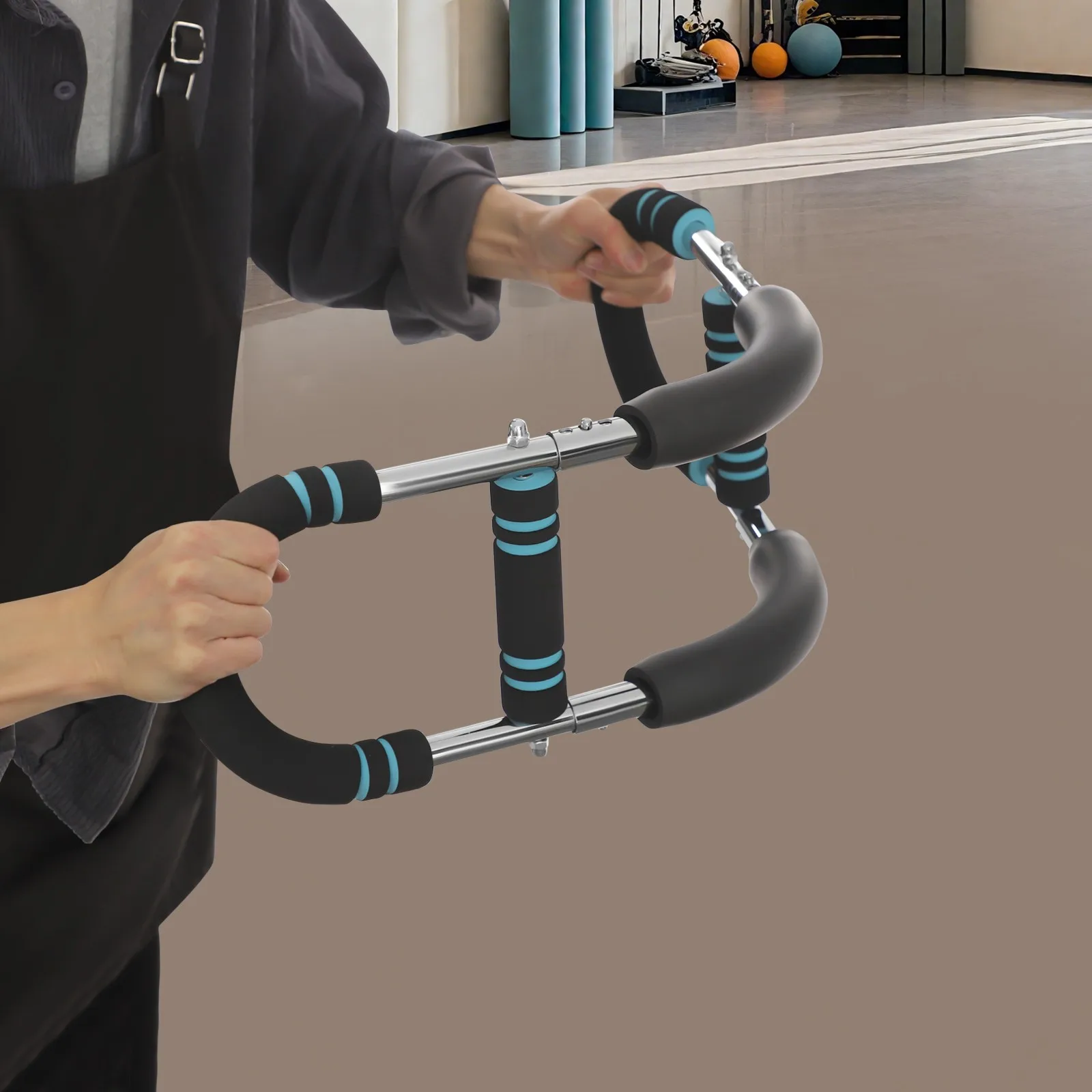 

Синий U-образный тренажер для рук для домашних тренировок, эргономичный дизайн для тренировки верхней части тела