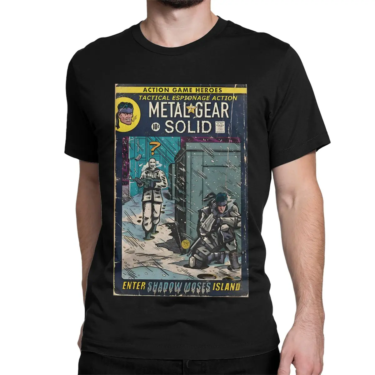 Enter Shadow Moses Comic MGS1 Solid T Shirts for Men Women Cotton Leisure T-Shirt Metal Gear Tee Shirt Short Sleeve Clothes New