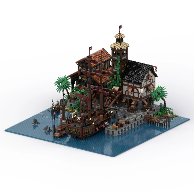 Popular 14428 PCS MOC Medieval Ship Building Model Custom Puzzle Technology Creative Assembly Toy Kids Christmas Birthday Gift