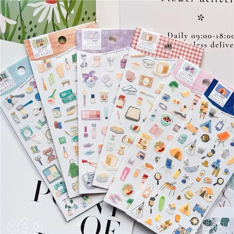 3 قطعة/6 قطعة الحياة الحلوة الأشياء اليومية ملصقات سكرابوكينغ Diy بها بنفسك مجلة ملصقات لطيف القرطاسية ديكور اللوازم المدرسية هدية