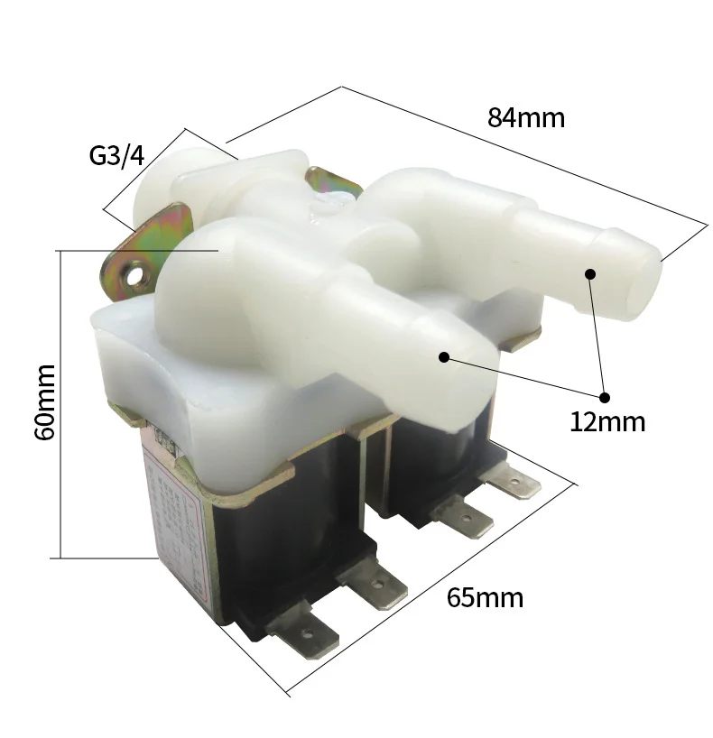 Dwudrożny zawór elektromagnetyczny z jednym wejściem i dwoma wyjściami Zawór elektromagnetyczny pralki/normalnie zamknięty zawór wlotowy wody DC12V