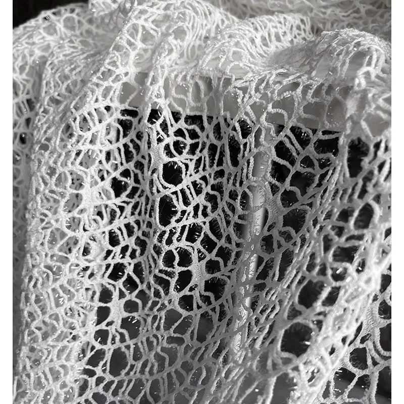 

Блестящая сетчатая ткань с вырезами, прозрачная текстура, украшение премиум-класса, платье ручной работы, дизайнерская ткань для одежды своими руками