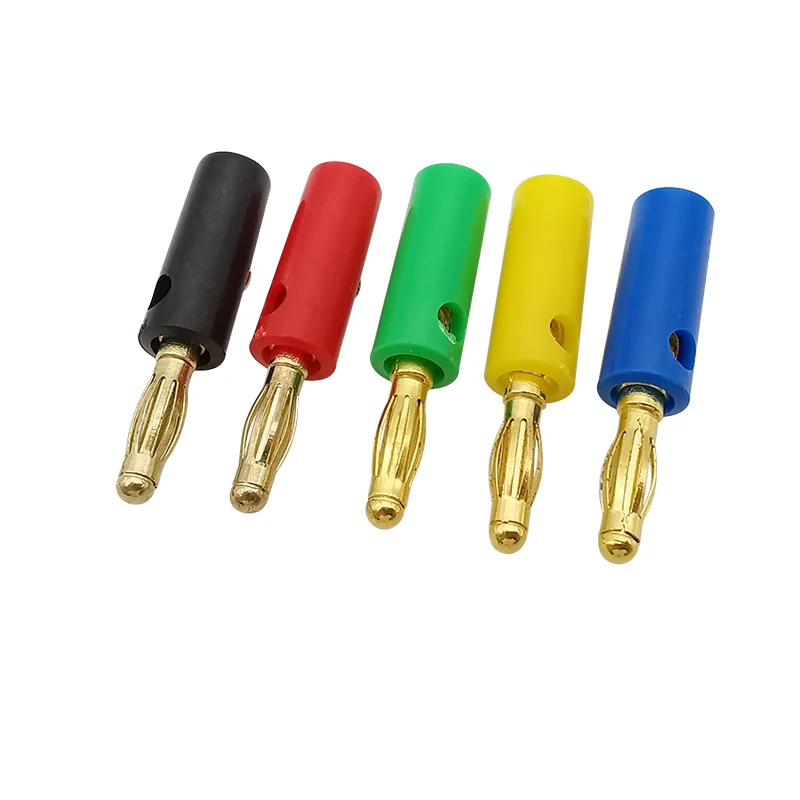 100Pcs/lot 4mm Banana Plug Connector Screw Lock Bananas Test Plugs Male Red Blue Green Black Yellow