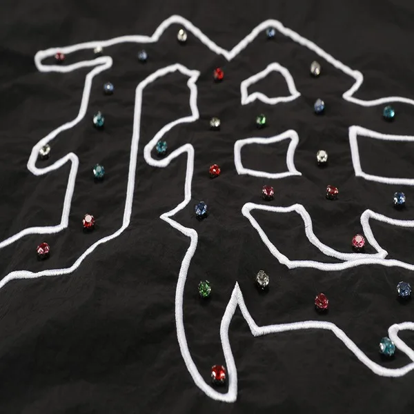 Mixed Emotion High Street Hip Hop Beaded Embroidered Letter Jacket - Men's and Women's Casual Loose Fit Zipper Coat view 5