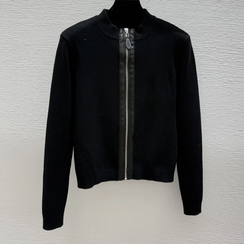 

High-quality patchwork women's knitted cardigan with zipper sweater fashionable popular coat 251028100