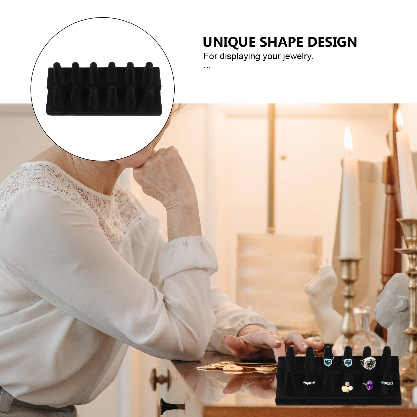 

1pc Creative Ring Display Stand Double Layer Jewelry Holder Finger Ring Storage Rack Decorative Showcase For Home Store